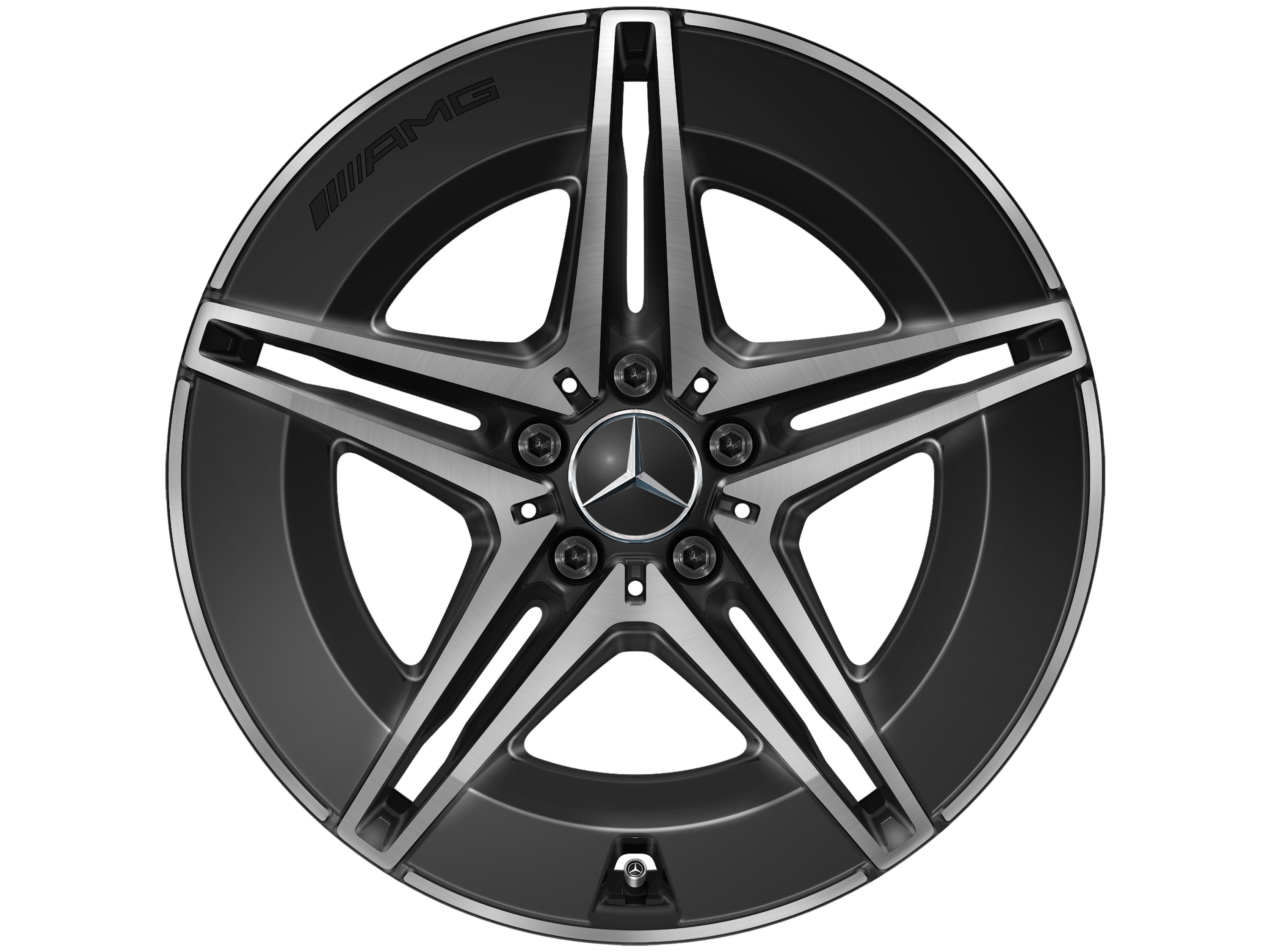 Колесный диск AMG 8J×19 ET34 для Mercedes-Benz EQC 293, задняя ось, черный, с алмазной проточкой, 5 двойных спиц — фото 3