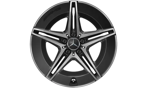 Колесный диск AMG 8J×19 ET34 для Mercedes-Benz EQC 293, задняя ось, черный, с алмазной проточкой, 5 двойных спиц — фото 3