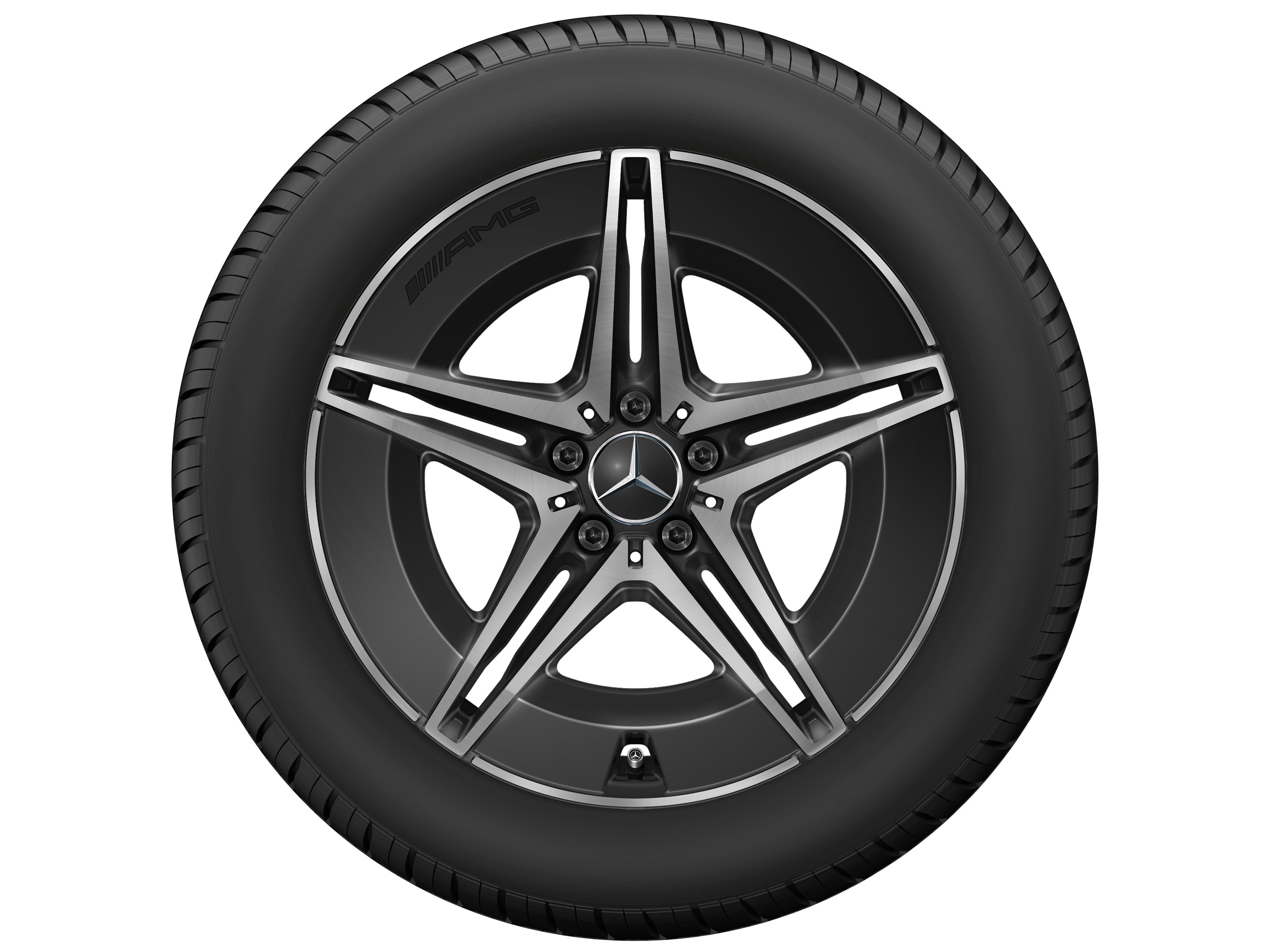 Колесный диск AMG 8J×19 ET34 для Mercedes-Benz EQC 293, задняя ось, черный, с алмазной проточкой, 5 двойных спиц — фото 4