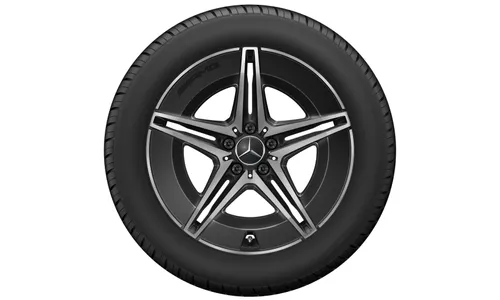 Колесный диск AMG 8J×19 ET34 для Mercedes-Benz EQC 293, задняя ось, черный, с алмазной проточкой, 5 двойных спиц — фото 4