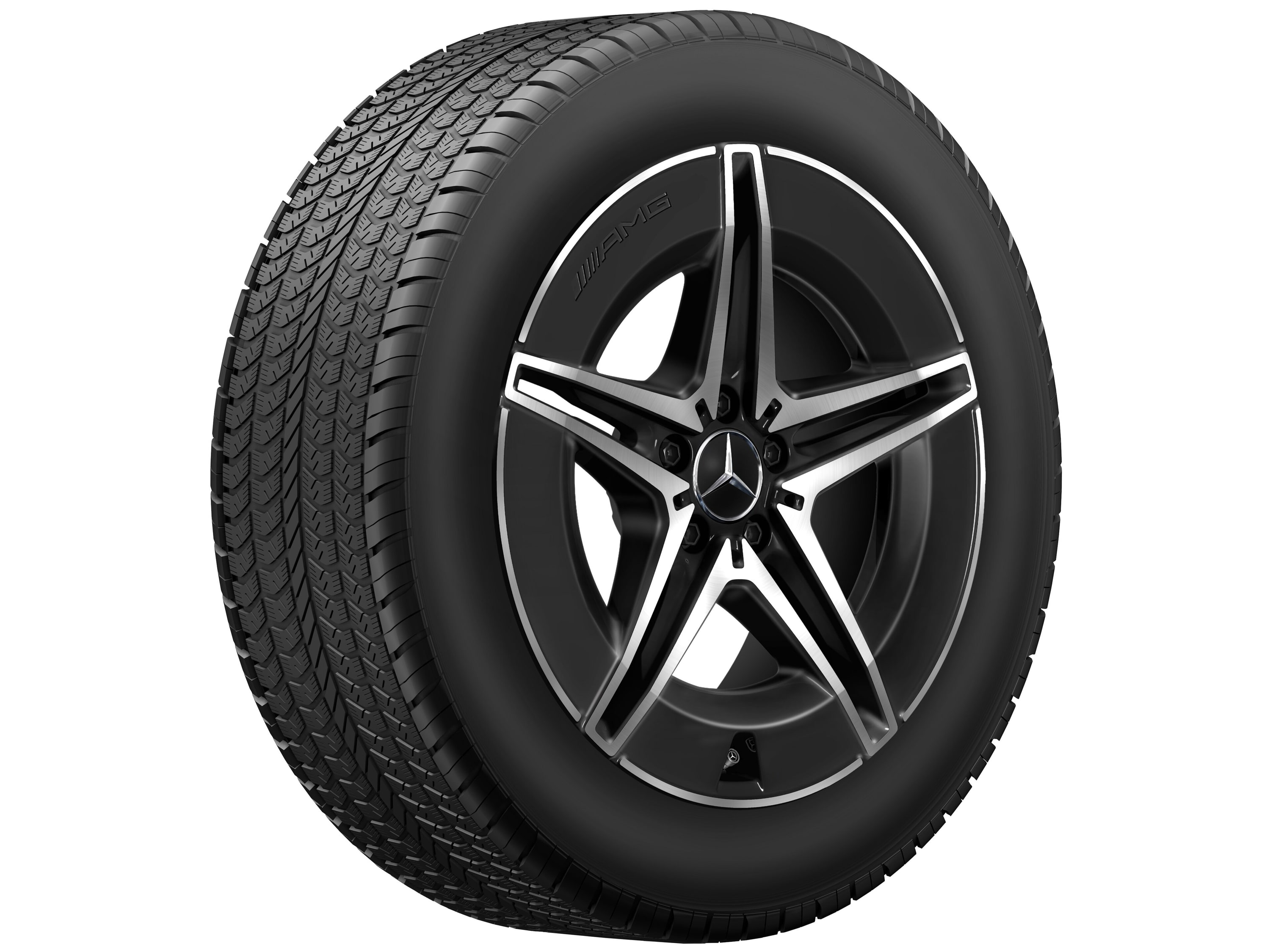 Колесный диск AMG 8J×19 ET34 для Mercedes-Benz EQC 293, задняя ось, черный, с алмазной проточкой, 5 двойных спиц — фото 5