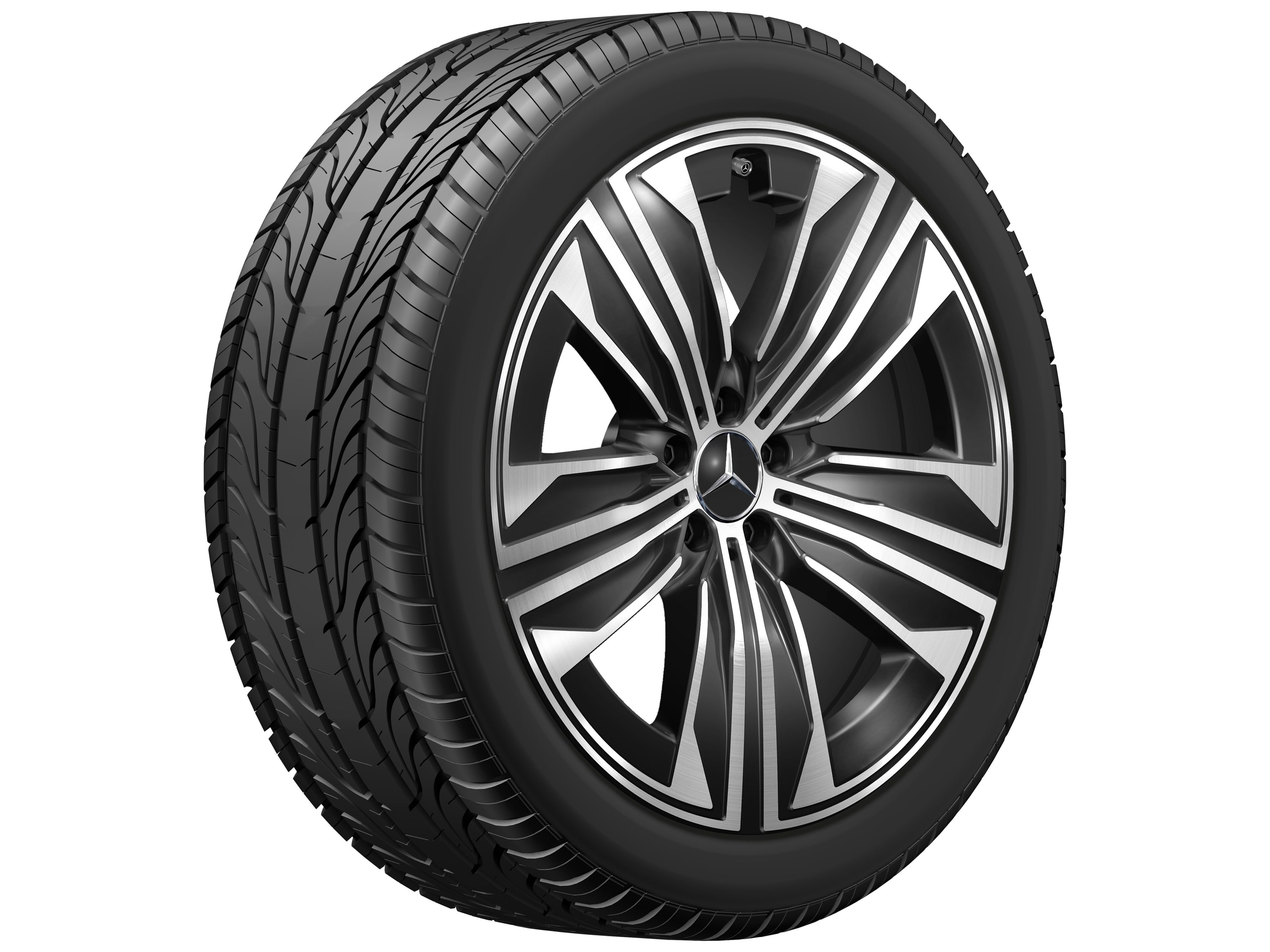 Колесный диск 9,5J×21 ET30,1 для Mercedes-Benz EQS 296, передняя и задняя оси, черный, с алмазной проточкой, 5 спиц — фото 2