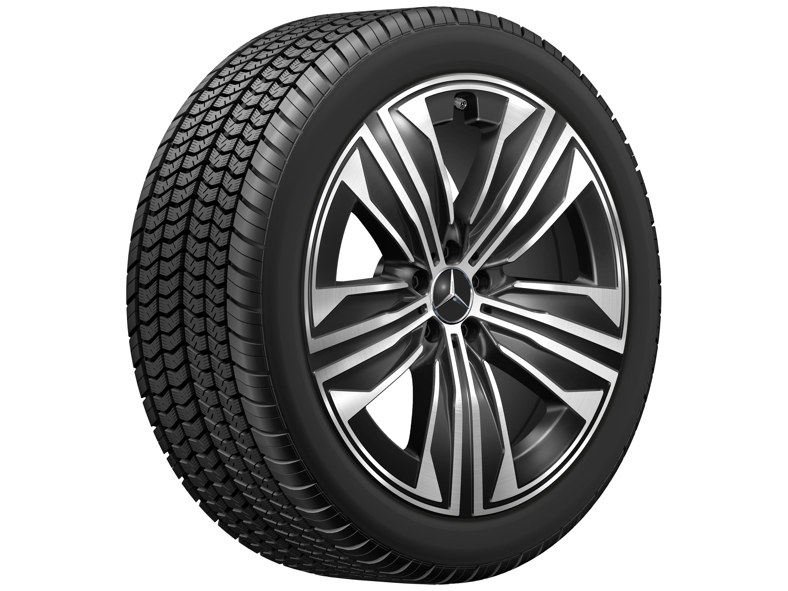 Колесный диск 9,5J×21 ET30,1 для Mercedes-Benz EQS 296, передняя и задняя оси, черный, с алмазной проточкой, 5 спиц — фото 3