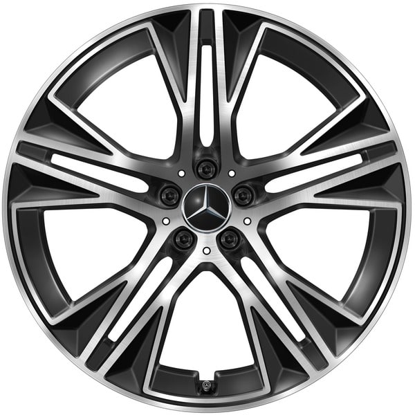 Колесный диск 9,5J×22 ET30 для Mercedes-Benz EQS 296, передняя и задняя оси, черный, с алмазной проточкой, 5 двойных спиц — фото 1
