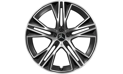 Колесный диск 9,5J×22 ET30 для Mercedes-Benz EQS 296, передняя и задняя оси, черный, с алмазной проточкой, 5 двойных спиц — фото 1