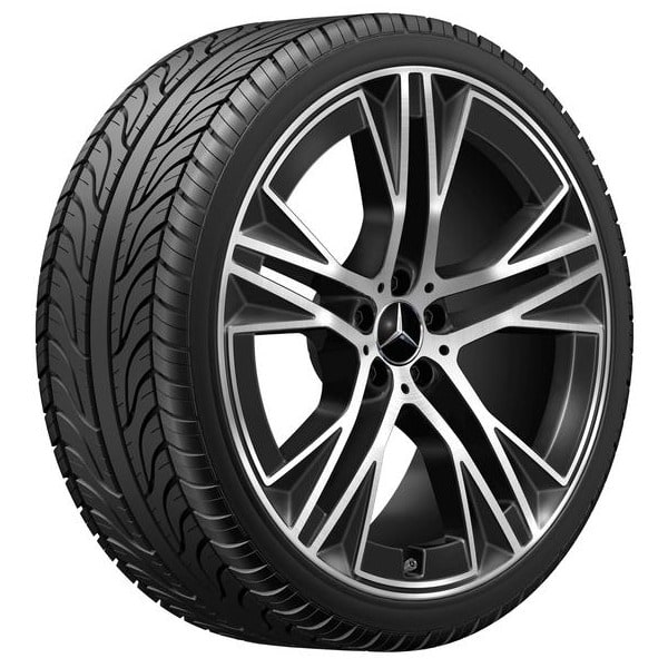 Колесный диск 9,5J×22 ET30 для Mercedes-Benz EQS 296, передняя и задняя оси, черный, с алмазной проточкой, 5 двойных спиц — фото 2