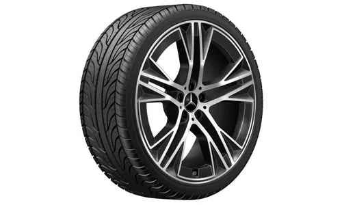 Колесный диск 9,5J×22 ET30 для Mercedes-Benz EQS 296, передняя и задняя оси, черный, с алмазной проточкой, 5 двойных спиц — фото 2