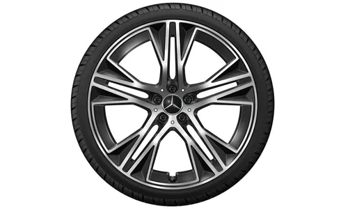 Колесный диск 9,5J×22 ET30 для Mercedes-Benz EQS 296, передняя и задняя оси, черный, с алмазной проточкой, 5 двойных спиц — фото 3