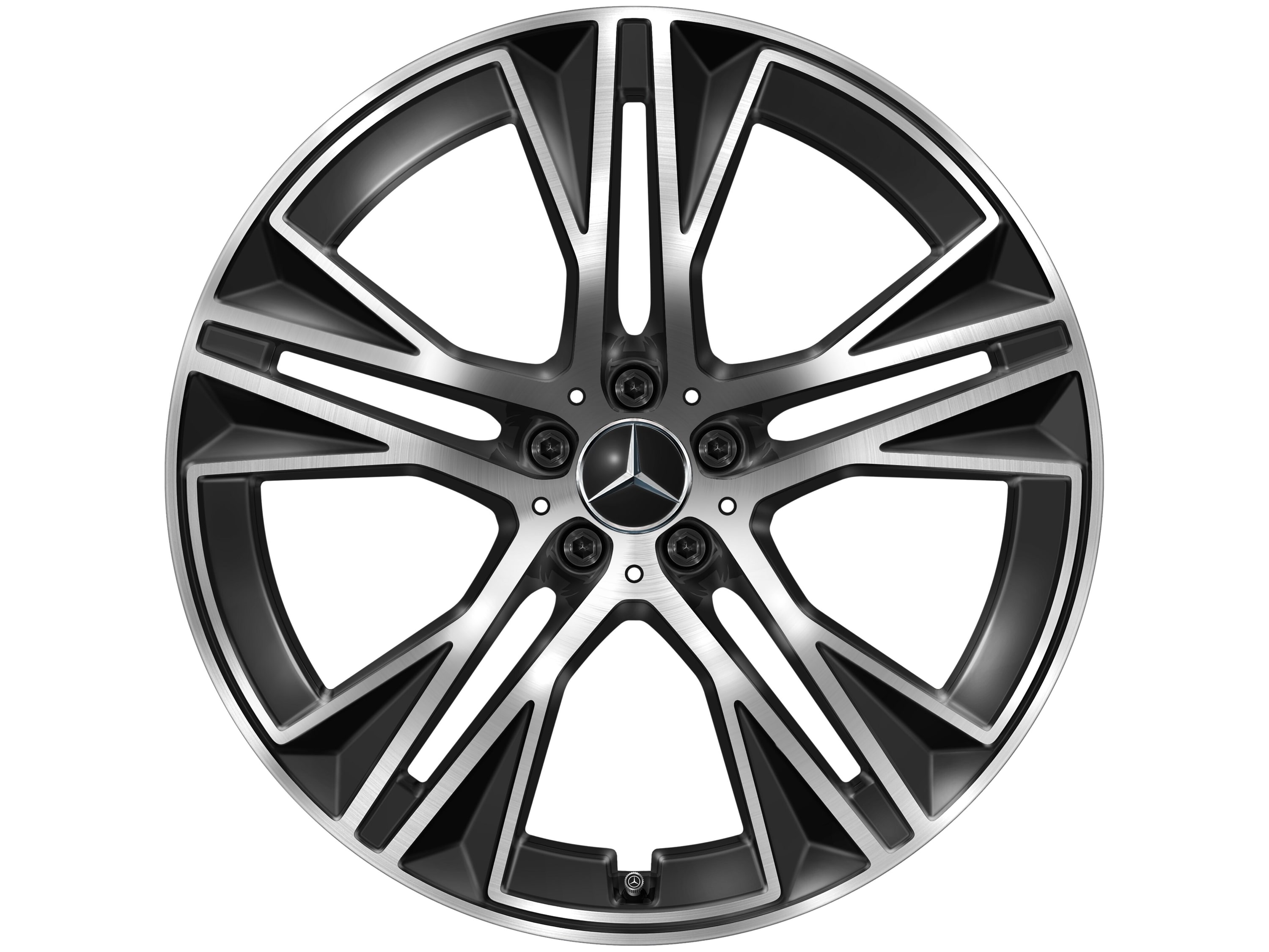 Колесный диск 9,5J×22 ET30 для Mercedes-Benz EQS 296, передняя и задняя оси, черный, с алмазной проточкой, 5 двойных спиц — фото 4