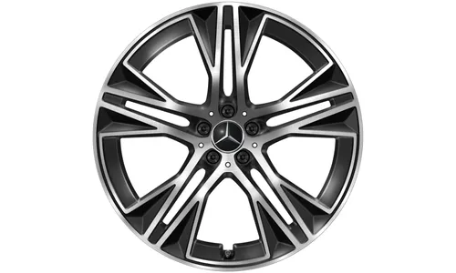 Колесный диск 9,5J×22 ET30 для Mercedes-Benz EQS 296, передняя и задняя оси, черный, с алмазной проточкой, 5 двойных спиц — фото 4