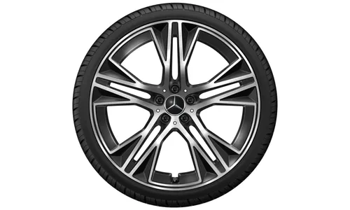 Колесный диск 9,5J×22 ET30 для Mercedes-Benz EQS 296, передняя и задняя оси, черный, с алмазной проточкой, 5 двойных спиц — фото 6