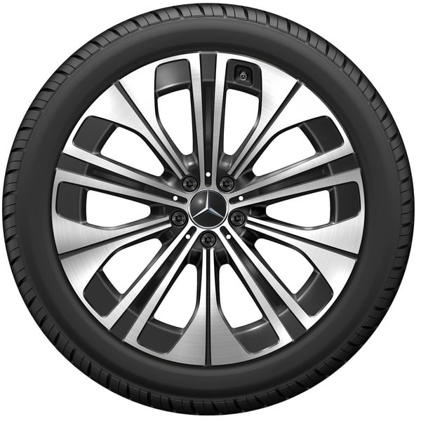 Колесный диск 9,5J×21 ET30,1 для Mercedes-Benz EQS 296, передняя и задняя оси, черный, с алмазной проточкой, многоспицевый — фото 4