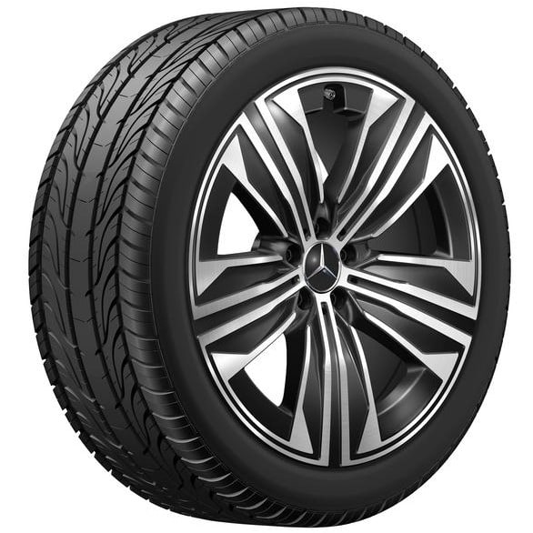 Колесный диск 10J×21 ET36 для Mercedes-Benz EQS 296, задняя ось, черный, с алмазной проточкой, 5 спиц — фото 2