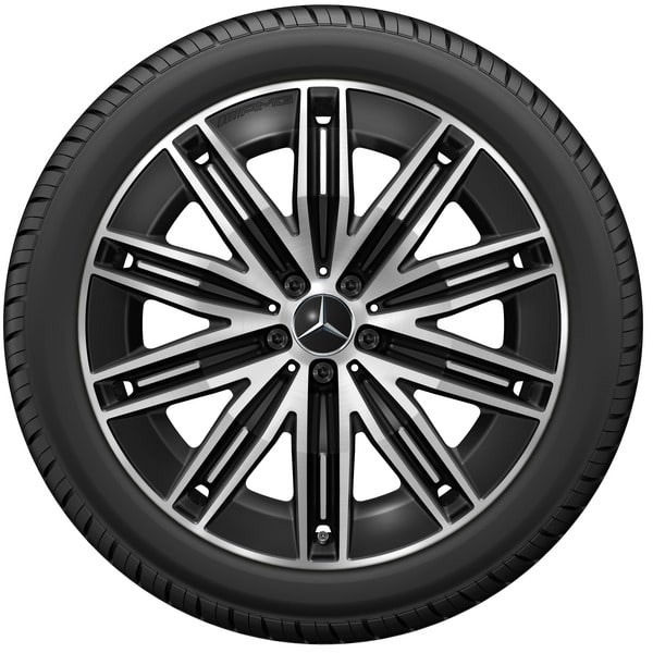 Колесный диск AMG 9,5J×21 ET30,1 для Mercedes-Benz EQS 296, передняя и задняя оси, черный, с алмазной проточкой, многоспицевый — фото 4