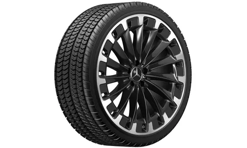 Колесный диск AMG 9,5J×22 ET30 для Mercedes-Benz EQS 296, передняя и задняя оси, черный, с алмазной проточкой, многоспицевый — фото 3