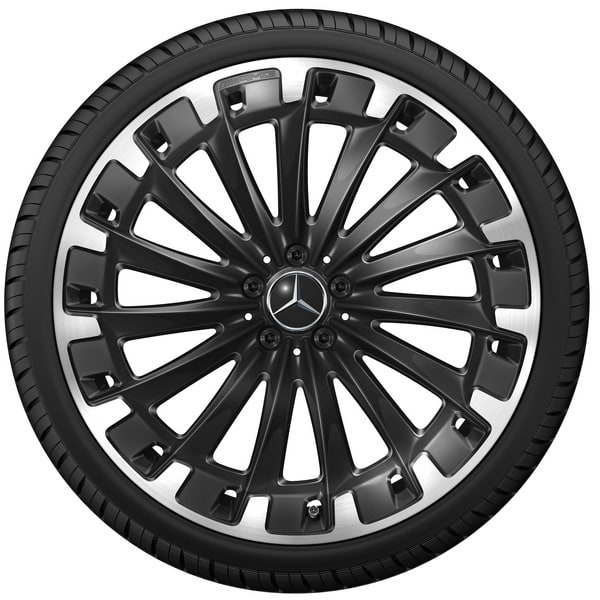 Колесный диск AMG 9,5J×22 ET30 для Mercedes-Benz EQS 296, передняя и задняя оси, черный, с алмазной проточкой, многоспицевый — фото 4