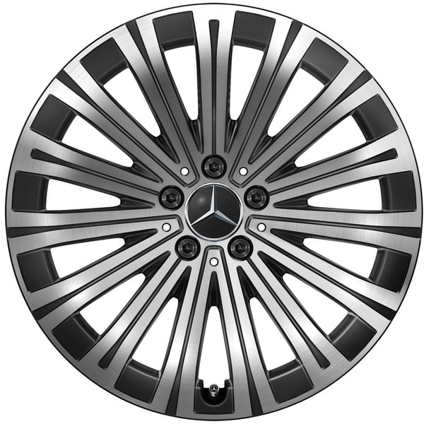 Колесный диск 8J×19 ET30,5 для Mercedes-Benz EQS 297, передняя и задняя оси, черный, с алмазной проточкой, 15 спиц — фото 1