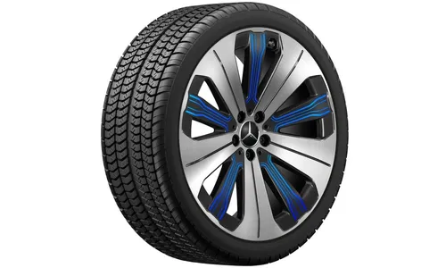 Колесный диск 9,5J×21 ET41,5 для Mercedes-Benz EQS 297, передняя и задняя оси, черный / синий, 10 спиц — фото 4