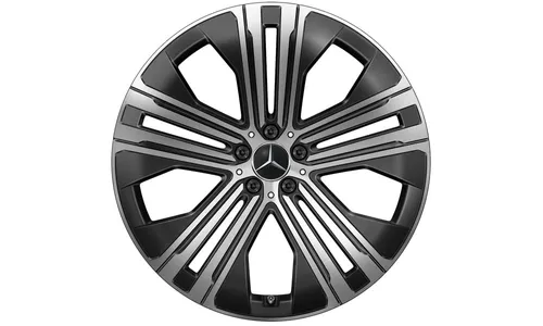Колесный диск 9,5J×22 ET41,5 для Mercedes-Benz EQS 297, передняя и задняя оси, черный, с алмазной проточкой, 5 двойных спиц — фото 1
