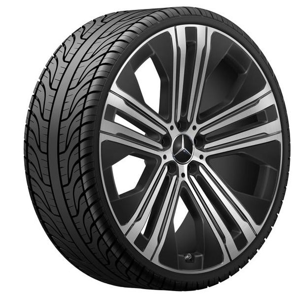Колесный диск 9,5J×22 ET41,5 для Mercedes-Benz EQS 297, передняя и задняя оси, черный, с алмазной проточкой, 5 двойных спиц — фото 2