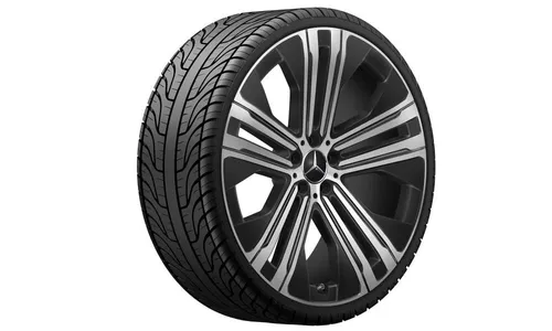 Колесный диск 9,5J×22 ET41,5 для Mercedes-Benz EQS 297, передняя и задняя оси, черный, с алмазной проточкой, 5 двойных спиц — фото 2