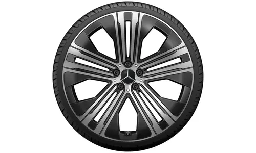 Колесный диск 9,5J×22 ET41,5 для Mercedes-Benz EQS 297, передняя и задняя оси, черный, с алмазной проточкой, 5 двойных спиц — фото 3