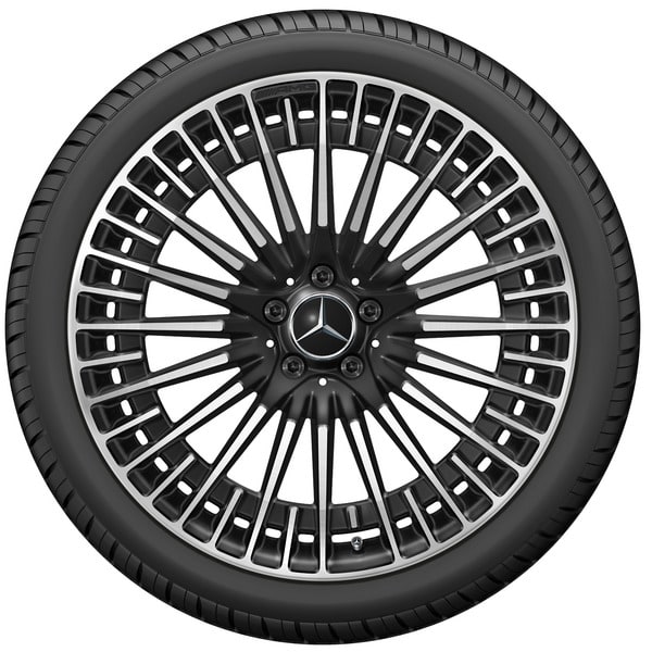 Колесный диск AMG 9,5J×21 ET41,5 для Mercedes-Benz EQS 297, передняя и задняя оси, черный, с алмазной проточкой, многоспицевый — фото 3