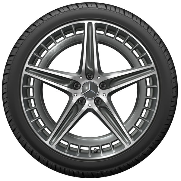 Колесный диск AMG 10J×21 ET47 для Mercedes-Benz EQS 297, передняя и задняя оси, серый Tantal, 5 двойных спиц — фото 3