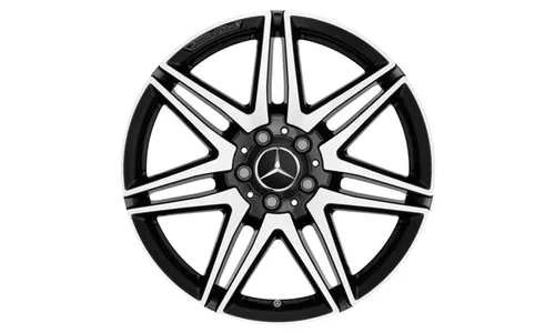 Колесный диск AMG 8J×19 ET52 для Mercedes-Benz V-Class 447 / EQV 447, передняя и задняя оси, черный, с алмазной проточкой, 7 двойных спиц — фото 1