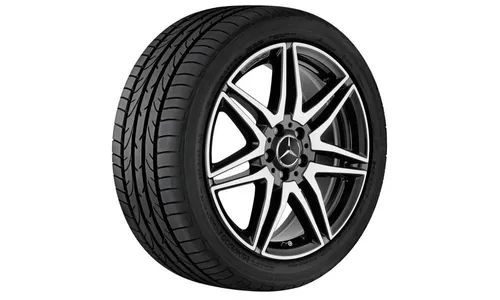 Колесный диск AMG 8J×19 ET52 для Mercedes-Benz V-Class 447 / EQV 447, передняя и задняя оси, черный, с алмазной проточкой, 7 двойных спиц — фото 2