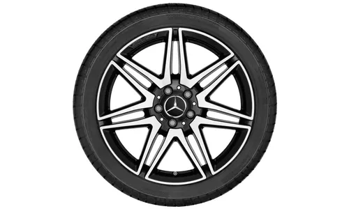 Колесный диск AMG 8J×19 ET52 для Mercedes-Benz V-Class 447 / EQV 447, передняя и задняя оси, черный, с алмазной проточкой, 7 двойных спиц — фото 3