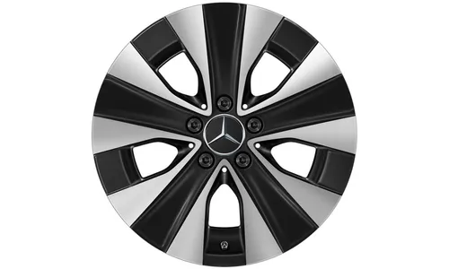Колесный диск 7J×17 ET51 для Mercedes-Benz EQV 447 / V-Class 447, передняя и задняя оси, черный, с алмазной проточкой, 5 спиц — фото 1
