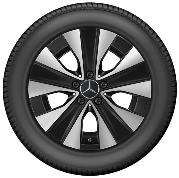 Колесный диск 7J×17 ET51 для Mercedes-Benz EQV 447 / V-Class 447, передняя и задняя оси, черный, с алмазной проточкой, 5 спиц — фото 3