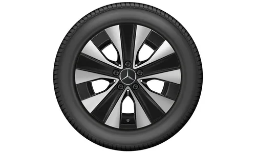 Колесный диск 7J×17 ET51 для Mercedes-Benz EQV 447 / V-Class 447, передняя и задняя оси, черный, с алмазной проточкой, 5 спиц — фото 3