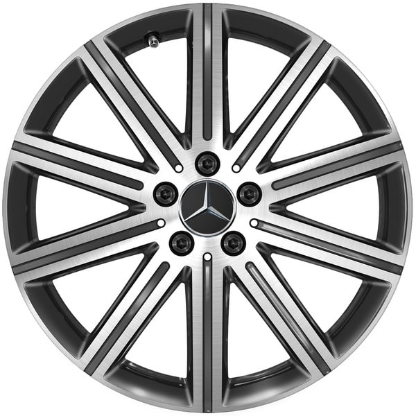 Колесный диск 8J×19 ET52 для Mercedes-Benz EQV 447 / V-Class 447, передняя и задняя оси, черный, с алмазной проточкой, 10 спиц — фото 1