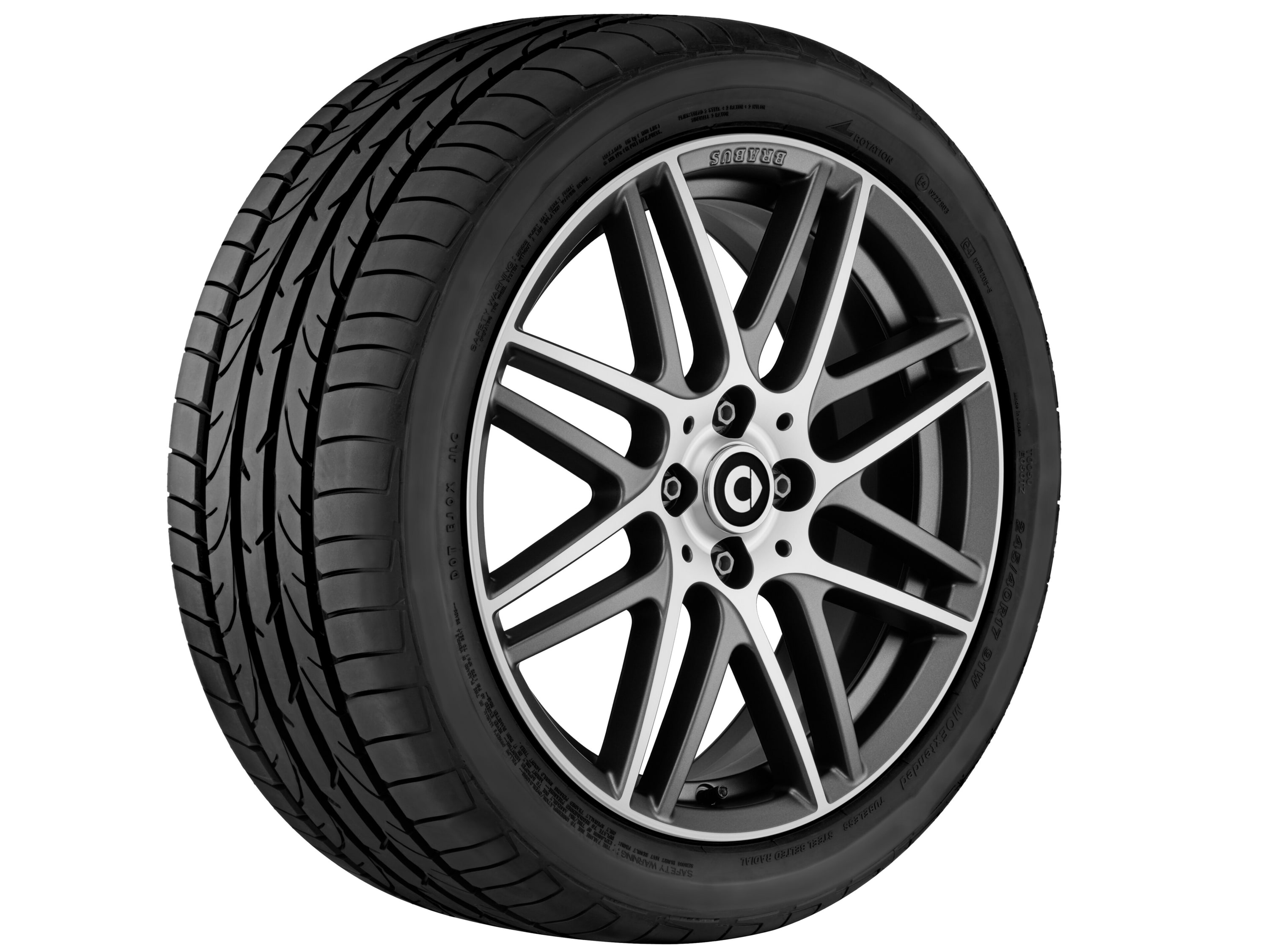 Колесный диск BRABUS Monoblock IX 6J×17 ET39 для smart 453, передняя ось, серый, с алмазной проточкой — фото 1