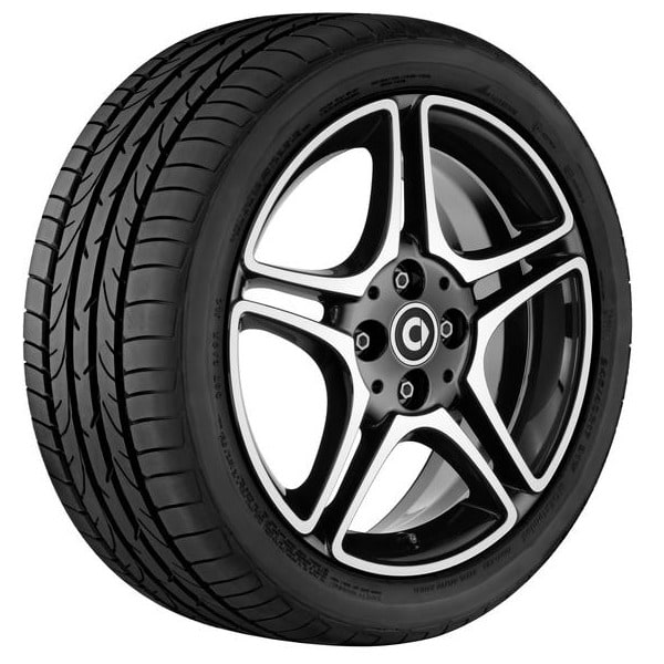 Колесный диск 6J×16 ET44 для smart 453, передняя ось, черный, с алмазной проточкой, 5 двойных спиц — фото 2