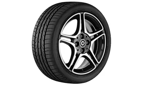 Колесный диск 6J×16 ET44 для smart 453, передняя ось, черный, с алмазной проточкой, 5 двойных спиц — фото 2