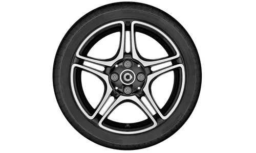 Колесный диск 6J×16 ET44 для smart 453, передняя ось, черный, с алмазной проточкой, 5 двойных спиц — фото 3