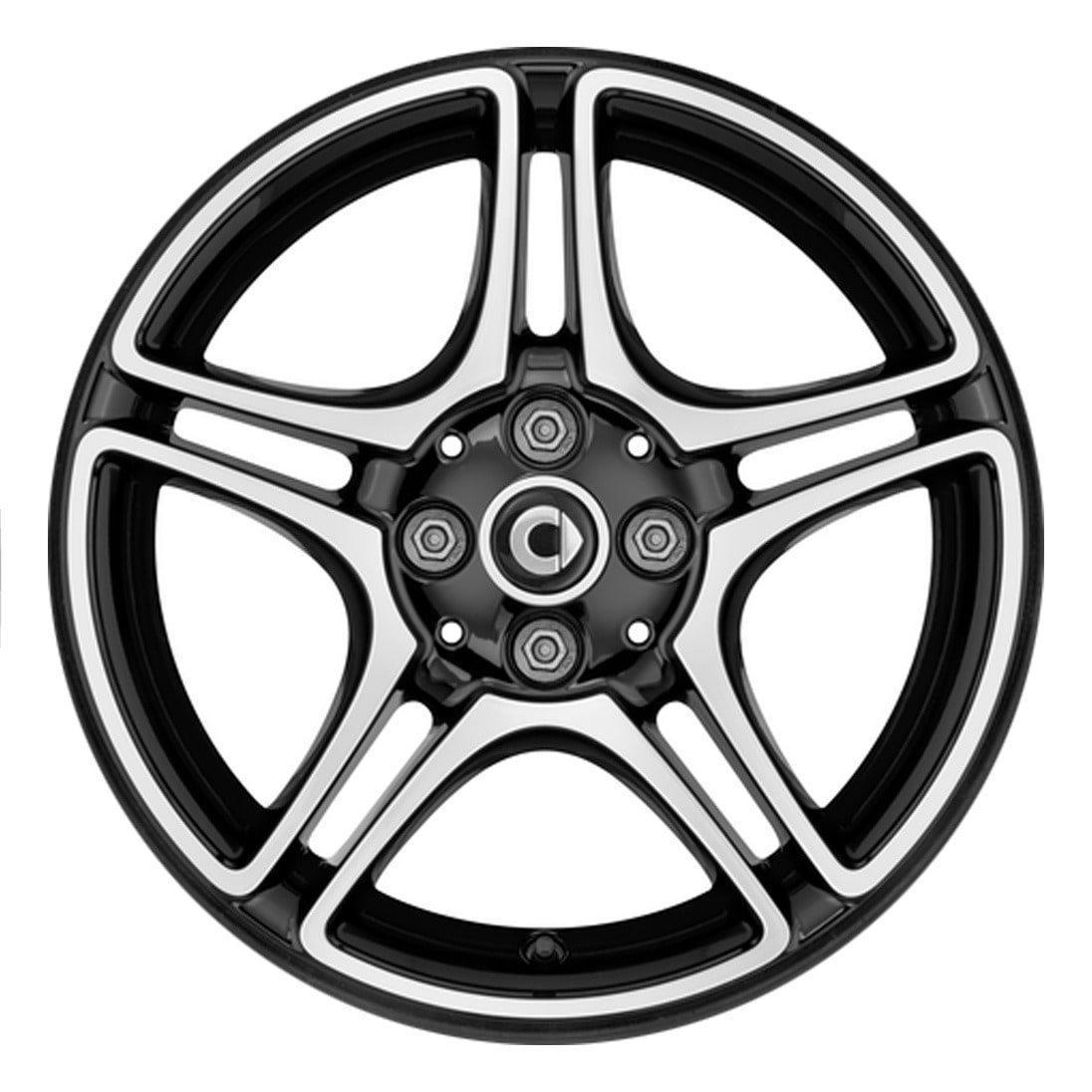 Колесный диск 6,5J×16 ET40 для smart 453, задняя ось, черный, с алмазной проточкой, 5 двойных спиц — фото 1