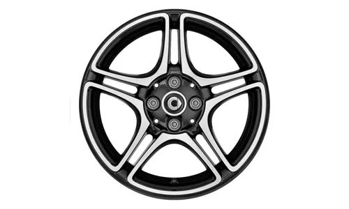Колесный диск 6,5J×16 ET40 для smart 453, задняя ось, черный, с алмазной проточкой, 5 двойных спиц — фото 1