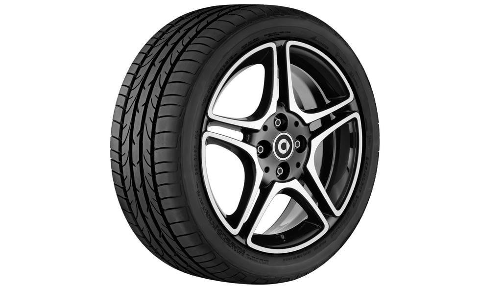 Колесный диск 6,5J×16 ET40 для smart 453, задняя ось, черный, с алмазной проточкой, 5 двойных спиц — фото 2