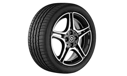 Колесный диск 6,5J×16 ET40 для smart 453, задняя ось, черный, с алмазной проточкой, 5 двойных спиц — фото 2