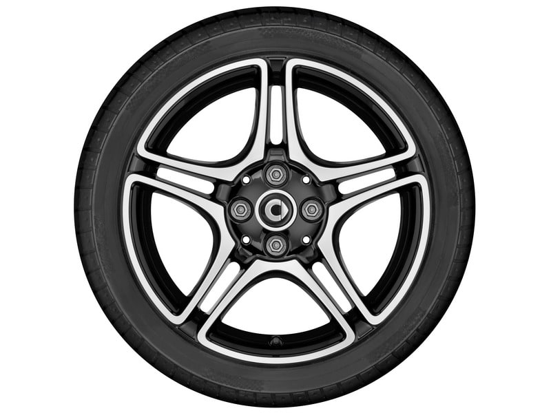 Колесный диск 6,5J×16 ET40 для smart 453, задняя ось, черный, с алмазной проточкой, 5 двойных спиц — фото 3