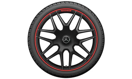 Колесный диск AMG 10J×22 ET36 для Mercedes-Benz G-Class 463, передняя и задняя оси, черный, матовый, красная окрашенная кромка обода, перекрестные спицы — фото 2