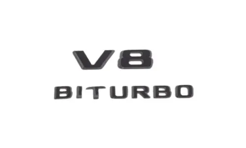 Шильдик V8 BITURBO, черный глянец, Mercedes-Benz — фото 1