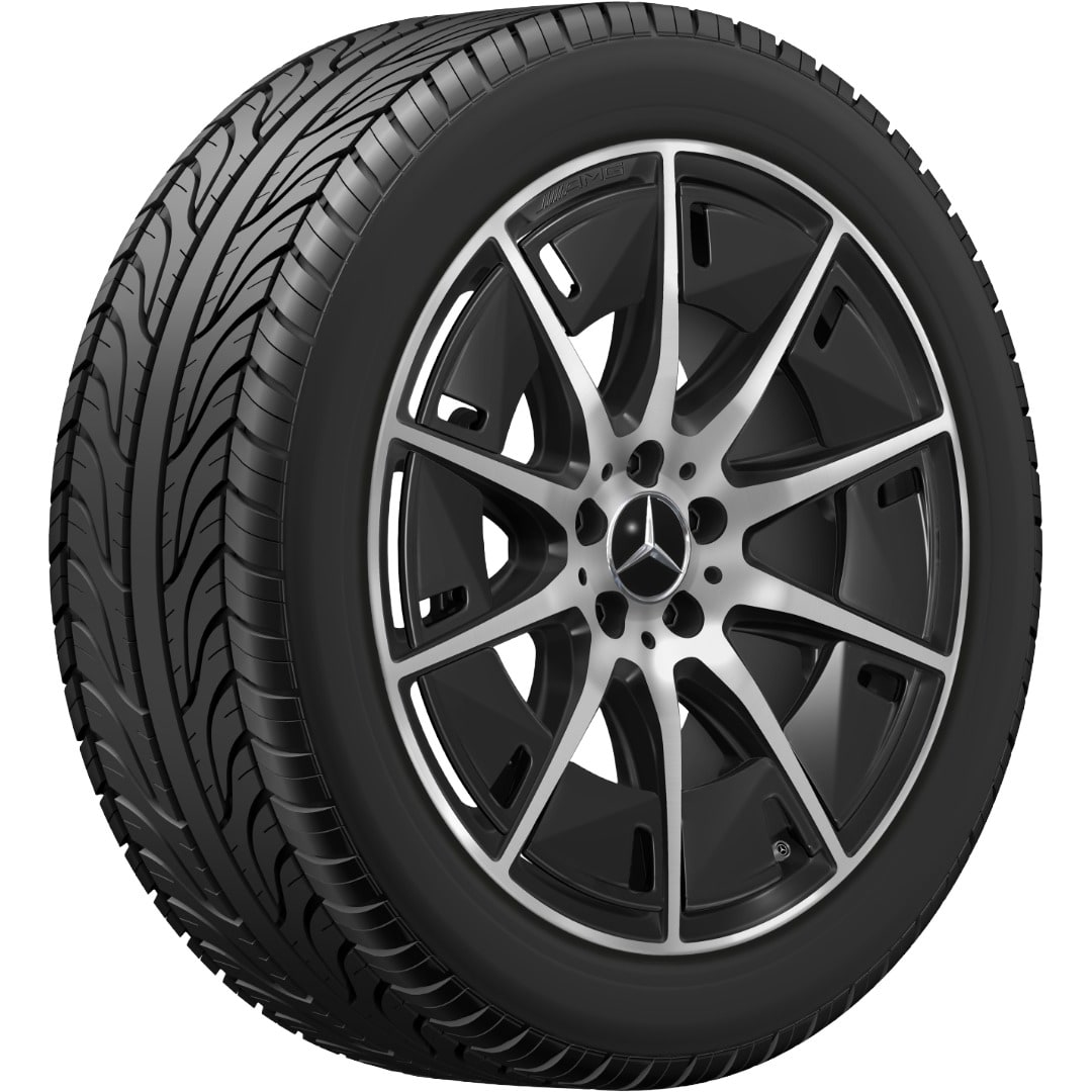 Колесный диск AMG 8J×20 ET32,7 для Mercedes-Benz GLC 540, передняя ось, черный, с алмазной проточкой, 10 спиц — фото 3