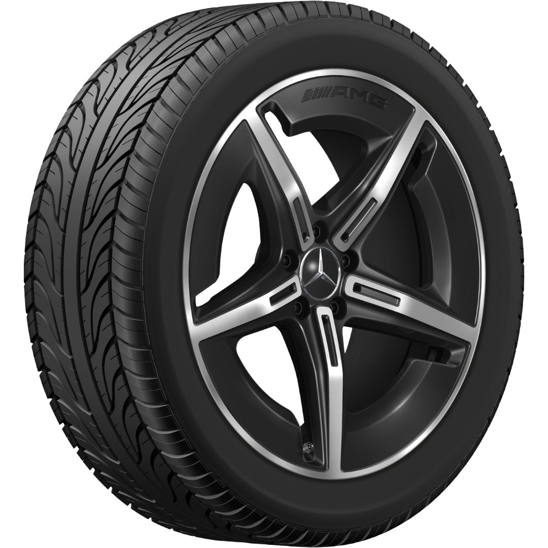 Колесный диск AMG 9,5J×20 ET58,2 для Mercedes-Benz GLC 540, задняя ось, черный, с алмазной проточкой, 5 спиц — фото 3