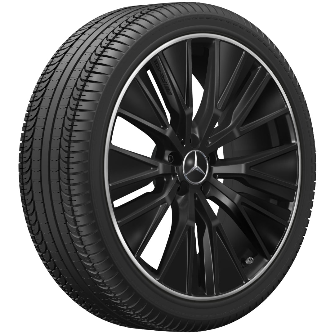Колесный диск AMG 8J×21 ET25,2 для Mercedes-Benz GLC 540, передняя ось, черный, кромка обода с алмазной проточкой, Y-образные спицы — фото 3