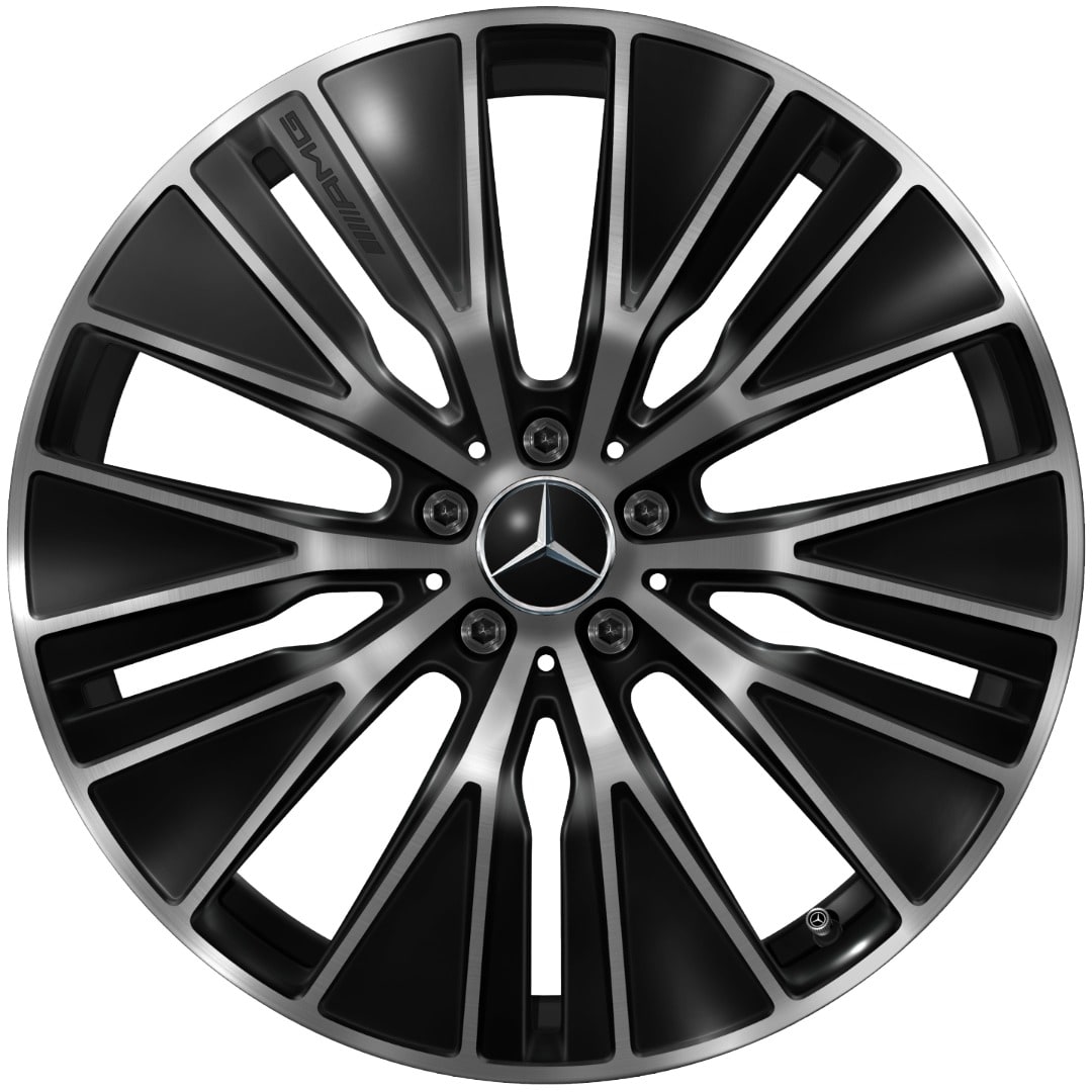 Колесный диск AMG 9,5J×21 ET58,2 для Mercedes-Benz GLC 540, задняя ось, черный, с алмазной проточкой, Y-образные спицы — фото 1